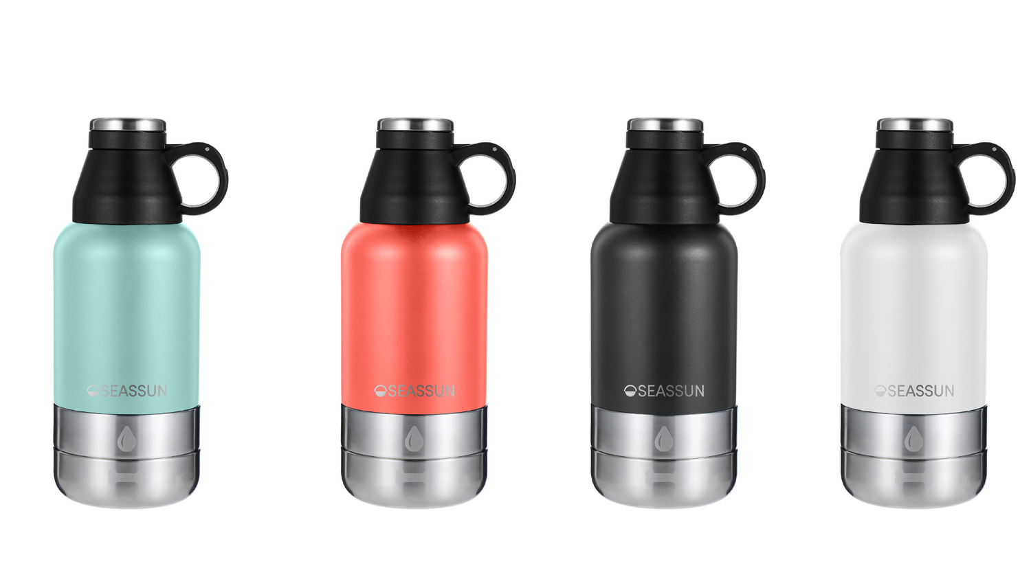 seassun dog water bottle with two bowls 3-in-1